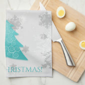 Blauwgroen feestelijke keukenhanddoeken voor kerst (Quarter Fold)