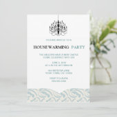 Blauwgroen Fern en luchters Housewarming Kaart (Staand voorkant)