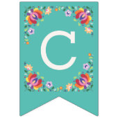 Blauwgroen Fiesta Floral Cinco de Mayo Bunting Ban Vlaggetjes (Tweede vlag)