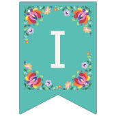 Blauwgroen Fiesta Floral Cinco de Mayo Bunting Ban Vlaggetjes (Derde vlag)