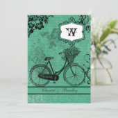  Blauwgroen fiets, 5 x 7 uitnodiging (Staand voorkant)