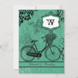 Blauwgroen fiets, 5 x 7 uitnodiging