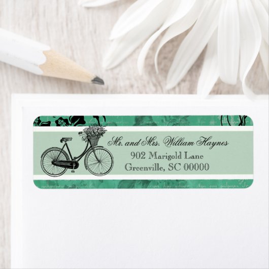  Blauwgroen fiets - Aangepaste Adresetiketten Etiket (Insitu)
