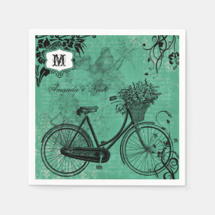 Blauwgroen fiets gepersonaliseerde papieren serve Servetten
