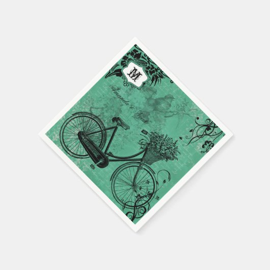 Blauwgroen fiets gepersonaliseerde papieren serve Servetten (Hoek)