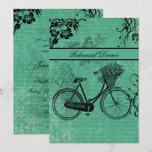  Blauwgroen fietsenrepetitie Inbeluitnodiging Kaart (Voorkant / Achterkant)