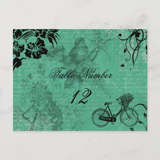  Blauwgroen Fietstabel Nummer Briefkaart (Voorkant)