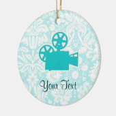 Blauwgroen filmcamera keramisch ornament (Links)