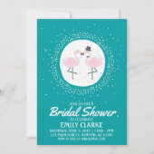 Blauwgroen Flamingo Bride & Groom Invitation (elk  Kaart (Voorkant)