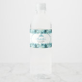 Blauwgroen flesje Quinceanera Water Fles Label Waterfles Etiket (Voorkant)