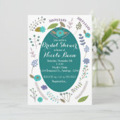 Blauwgroen flessenhalsflesjes met bridale douche kaart (Staand voorkant)