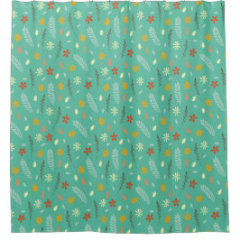 Blauwgroen flessenpatroon douchegordijn