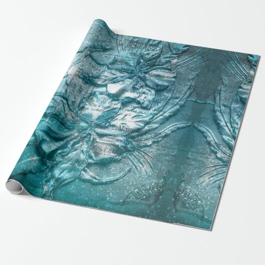  Blauwgroen flessenpatroon Glitter Sparkle Cadeaupapier (Uitgerold)