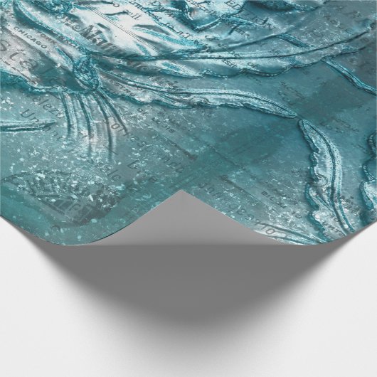  Blauwgroen flessenpatroon Glitter Sparkle Cadeaupapier (Hoek)