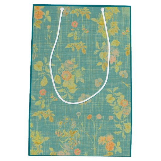  Blauwgroen flessenpatroon met vervorming in het v Medium Cadeauzakje (Achterkant)