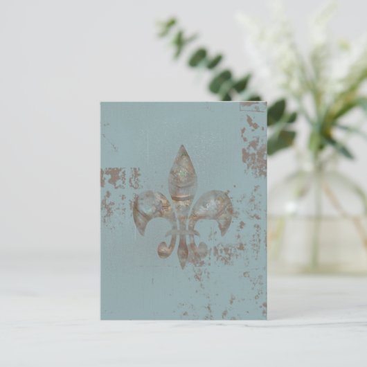 Blauwgroen Fleur De lis Briefkaart (Staand voorkant)