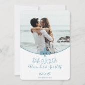 Blauwgroen Fleur de Lis-foto slaat de datum-aankon Aankondiging (Voorkant)