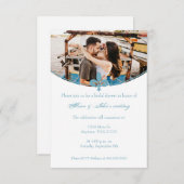 Blauwgroen Fleur de Lis Photo Vrijgezellenfeest no Kaart (Voorkant / Achterkant)