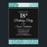 Blauwgroen Floral 18th Birthday Party Kaart<br><div class="desc">Speciaal blauwgroen en wit bloemetje 18e verjaardag uitnodiging voor vrouwen. Neem contact met ons op voor hulp bij aanpassingen.</div>