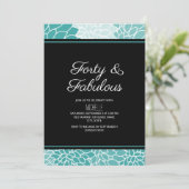 Blauwgroen Floral 40 en Fabulous Birthday Kaart (Staand voorkant)