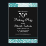 Blauwgroen Floral 70th Birthday Party Kaart<br><div class="desc">Speciaal blauwgroen en wit bloemetjesfeest 70e verjaardag uitnodiging voor vrouwen. Neem contact met ons op voor hulp bij aanpassingen.</div>