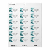 Blauwgroen Floral-adreslabel Etiket (Full Sheet)