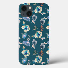 Blauwgroen Floral Barely Er Hoesje telefoon/tablet