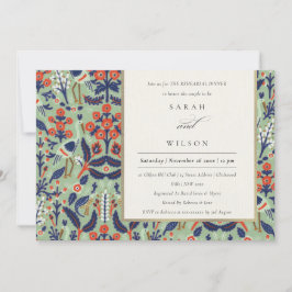  Blauwgroen Floral Bird Rehearsal Dinner Invite Bedankkaart