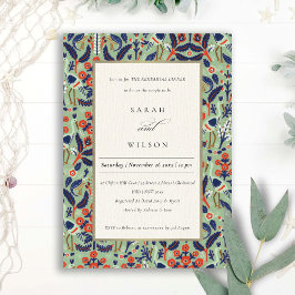  Blauwgroen Floral Bird Rehearsal Dinner Invite Bedankkaart