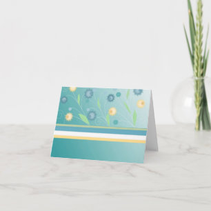 Blauwgroen Floral Blank Note Kaart