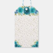 Blauwgroen Floral Blonde Hair Girl Happy Birthday Cadeaulabel (Achterkant)