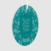 Blauwgroen Floral Bookish Quote Pride & Prejudice Ornament (voorkant)