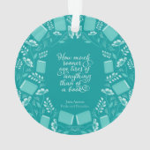 Blauwgroen Floral Bookish Quote Pride & Prejudice Ornament (achterkant)