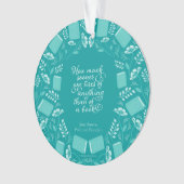 Blauwgroen Floral Bookish Quote Pride & Prejudice Ornament (voorkant)