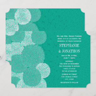 Blauwgroen Floral Chrysanthemum Wedding Invitation Kaart