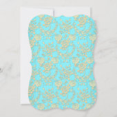 Blauwgroen floral Damask roos Gold Birthday Party Kaart (Achterkant)