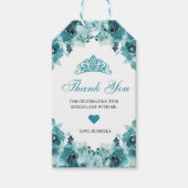 Blauwgroen Floral Dank je cadeau Labels Cadeaulabel (Voorkant)