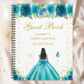 Blauwgroen Floral Dark Skin Princess Sweet Sixteen Notitieboek