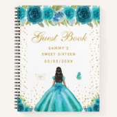 Blauwgroen Floral Dark Skin Princess Sweet Sixteen Notitieboek (Voorkant)