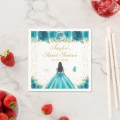 Blauwgroen Floral Dark Skin Princess Sweet Sixteen Servet (Insitu)