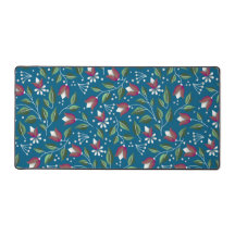 Blauwgroen Floral Desk Mat Grote Print