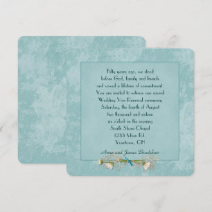 Blauwgroen Floral Embossed Wedding Vow Renewal Kaart