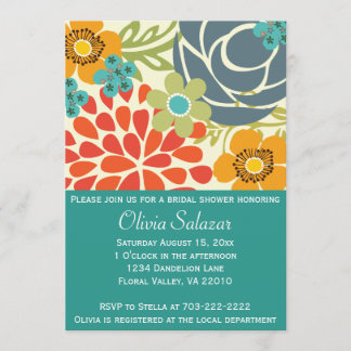 Blauwgroen Floral Garden Bridal Shower Kaart