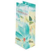 Blauwgroen Floral gefeliciteerd Wijn Cadeautas (Achterkant Gekanteld)