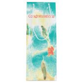 Blauwgroen Floral gefeliciteerd Wijn Cadeautas (Voorkant)