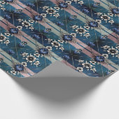  Blauwgroen Floral Geometrische Wrapper Cadeaupapier (Hoek)