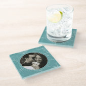 Blauwgroen Floral Glazen Onderzetter (Schuin)