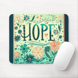 Blauwgroen Floral Hope Inspirerende Inspirerende Muismat