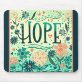  Blauwgroen Floral Hope Inspirerende Inspirerende  Muismat (Voorkant)