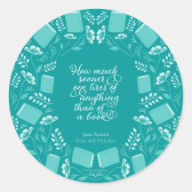 Blauwgroen Floral Jane Austen Boekenachtige quote